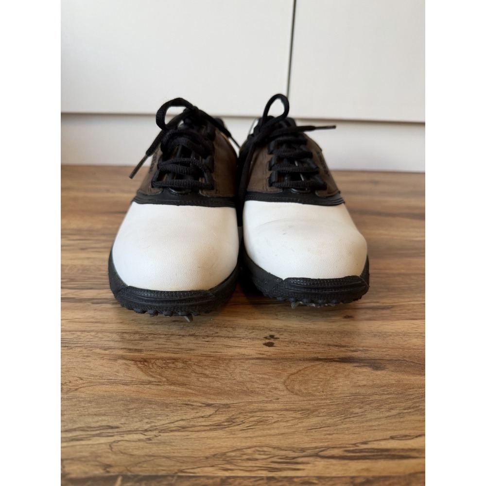 Footjoy Junior Golf Shoes Cleats Style 45020 Brown White FJ Size 4 M Waterproof - Picture 2 of 9